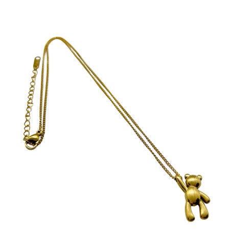 necklace steel gold chain bear